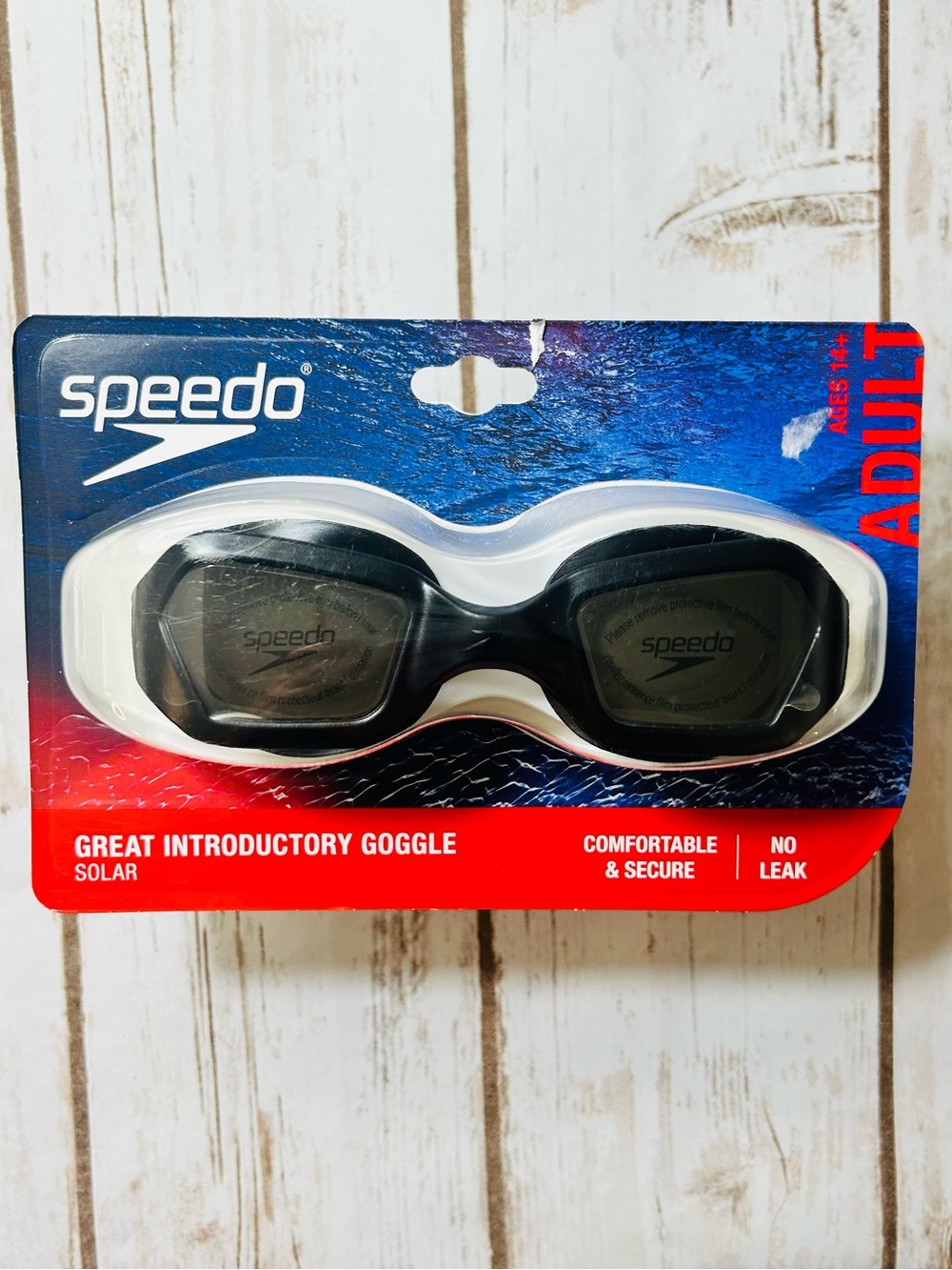 Speedo Black Swim Goggles Solar No Leak - Adult NWT